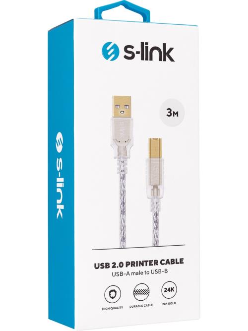 S-LINK Slx-328 S-Lınk 3 Metre Usb 2.0 Yazıcı Kablosu (Am-Bm) 3MT
